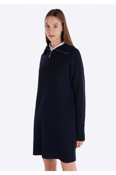 Colin's Regular Fit Straight Women's Navy Blue Long Sleeve Dress