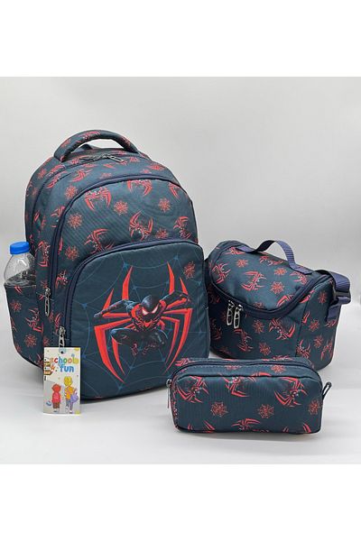 Bevitton First School Bag Character Pattern 3-Piece Set Black Boy's Primary School Bag