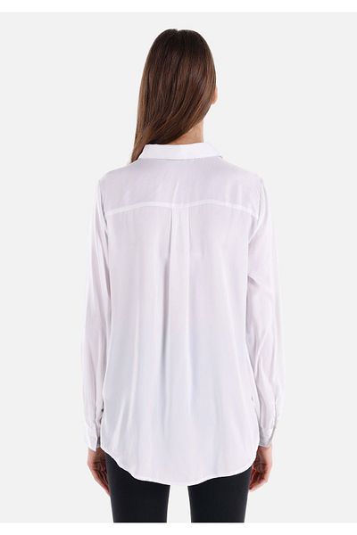 Colin's Regular Fit Shirt Neck Plain Women's White Long Sleeve Shirt