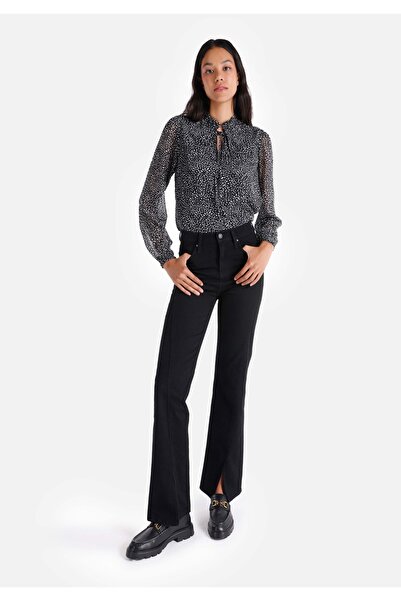 Colin's Regular Fit Yüksek Bel Yırtmaçlı Paça Kadın İndigo Jean Pantolon