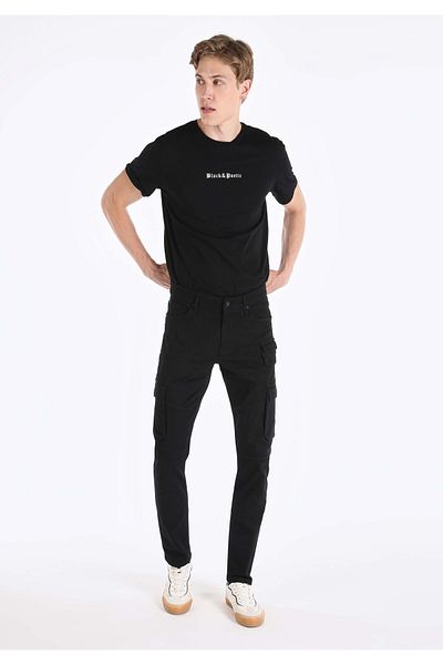 Colin's Slim Fit Mid Waist Straight Leg Men's Black Trousers