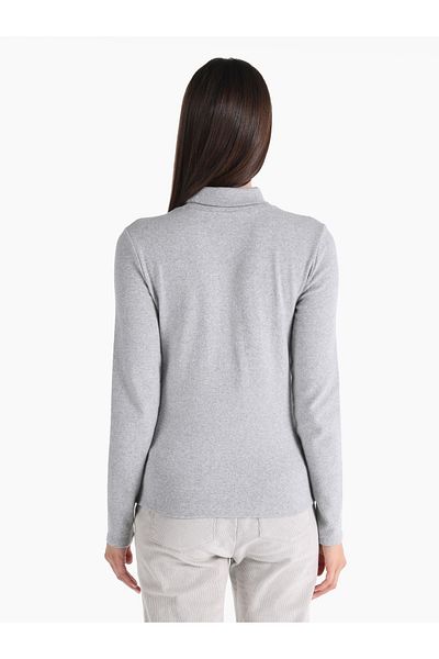 Colin's Slim Fit Turtleneck Plain Women's Gray Long Sleeve T-Shirt