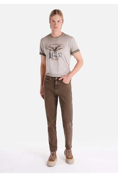 Colin's Straight Fit Mid Waist Elasticless Men's Brown Trousers