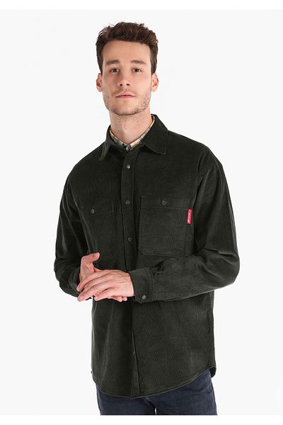 Colin's Comfort Fit Shirt Neck Plain Men's Green Long Sleeve Shirt