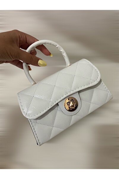 Melos Butik Geantă de mână și de umăr pentru femei, albă, matlasată, cu detaliu de blocare