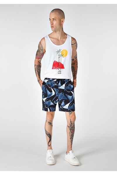 Colin's Regular Fit Printed Men's Black Swim Shorts