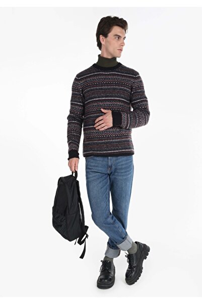 Colin's Regular Fit Yuvarlak Yaka Jakarlı Erkek Çok Renkli Kazak