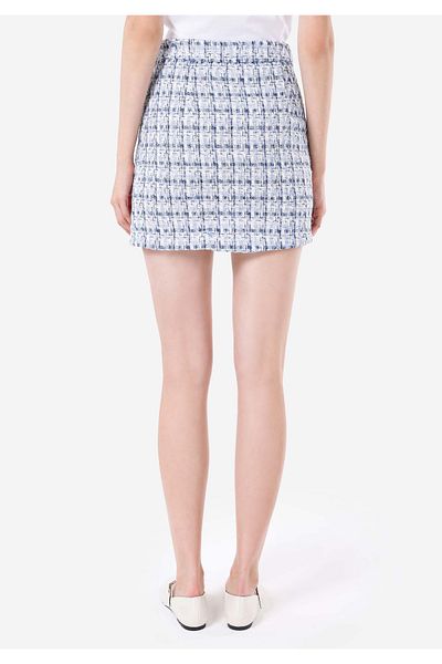 Colin's Mini Skirt Plaid Buttoned Women's Blue Skirt