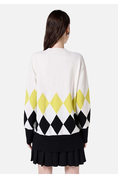 Colin's Regular Fit Round Neck Printed Women's Ecru Sweater