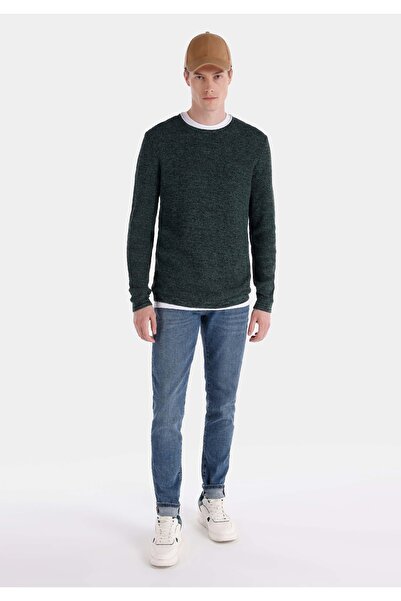 Colin's Slim Fit Bisiklet Yaka Basic Yeşil Erkek Kazak