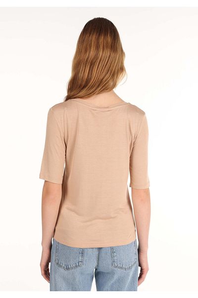 Colin's Slim Fit V-Neck Women's Beige Short Sleeve T-Shirt