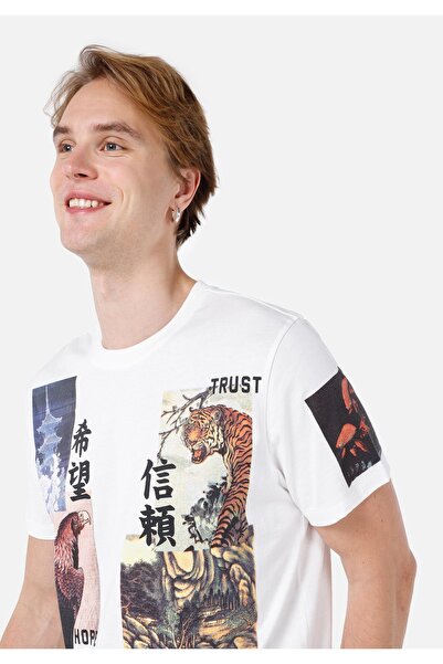 Colin's Ανδρικό κοντομάνικο μπλουζάκι Normal Cut Crew Neck με στάμπα λευκό Cl 1061631