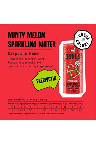 ODDLY MINTY MELON KARPUZ NANE KUTU 250 ML X 8 ADET