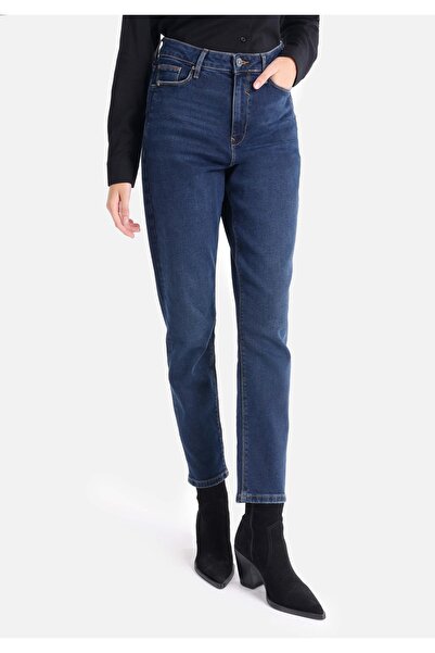 Colin's Mom Fit Yüksek Bel Daralan Paça Kadın İndigo Jean Pantolon