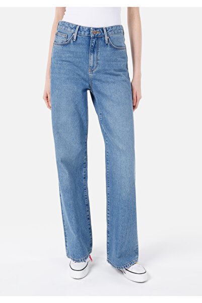 Colin's Γυναικείο τζιν παντελόνι με φερμουάρ, κανονική εφαρμογή, ψηλόμεσο, φαρδύ πόδι, ανοιχτό ινδικό τζιν