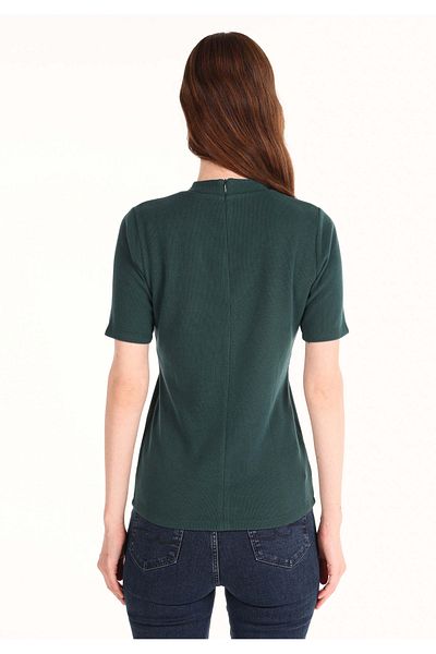 Colin's Slim Fit Half Turtleneck Women's Green Short Sleeve T-Shirt