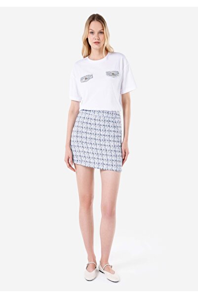 Colin's Mini Skirt Ekoseli Düğmeli Kadın Mavi Etek