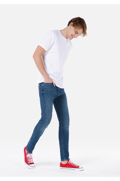 Colin's Skinny Fit Yüksel Bel Dar Paça Erkek İndigo Denim Jean Pantolon