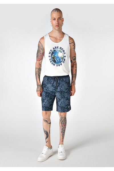 Colin's Slim Fit Printed Men's Black Swim Shorts
