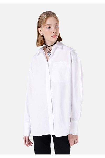 Colin's Relaxed Fit Shirt Neck Plain Women's White Long Sleeve Shirt