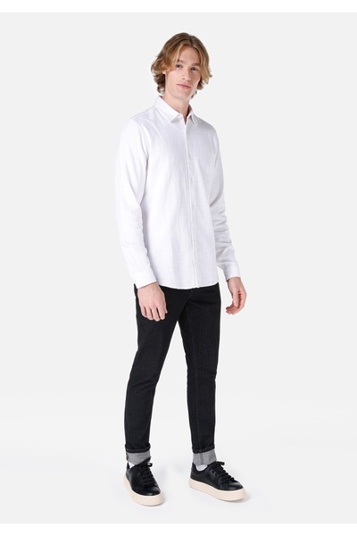 Colin's Normal Kesim Shirt Yaka Beyaz Erkek Uzun Kol Gömlek Cl1066816