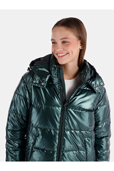 Colin's Regular Fit Kapüşonlu Fermuarlı Astarlı Kadın Yeşil Mont