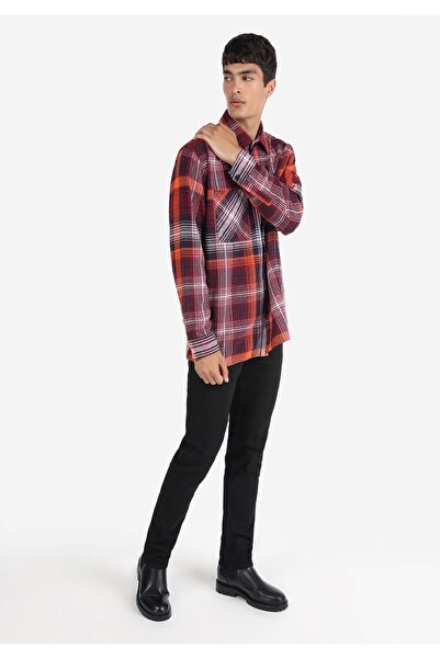 Colin's Regular Fit Kareli Kırmızı Erkek Uzun Kol Gömlek