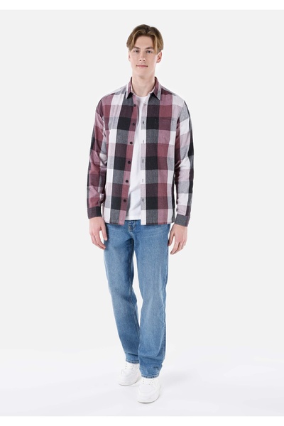 Colin's Normal Kesim Shirt Yaka Pembe Erkek Uzun Kol Gömlek Cl1064635