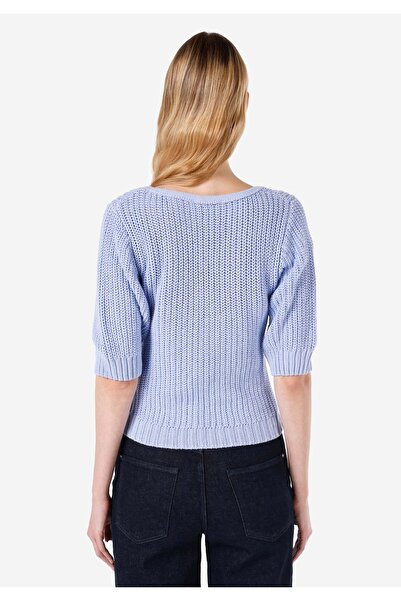 Colin's Slim Fit Derin Bisiklet Yaka Kadın Mor Kısa Kol Kazak