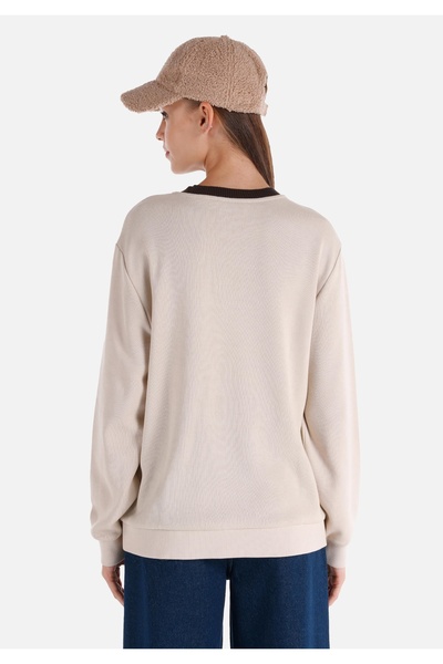 Colin's Regular Fit Round Neck Printed Women's Beige Sweatshirt