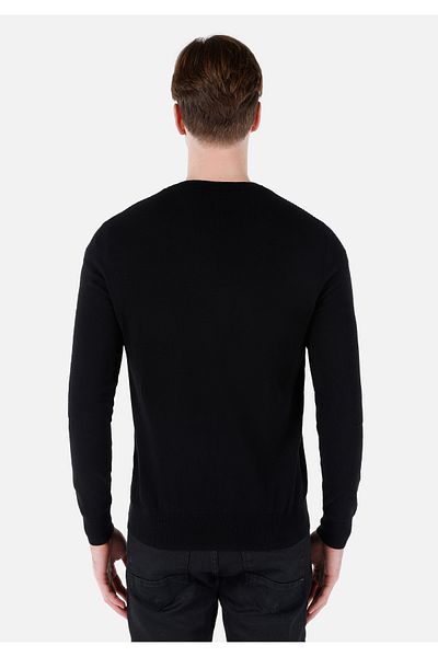 Colin's Regular Fit Round Neck Jacquard Men's Black Sweater