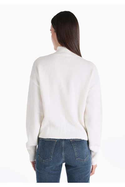 Colin's Regular Fit Half Turtleneck Knitwear White Women's Sweater