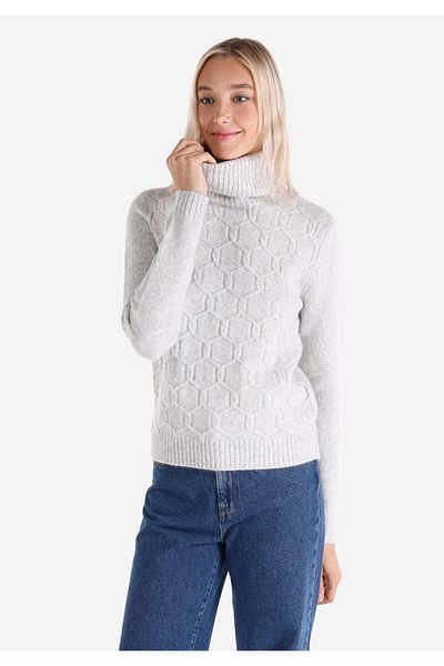 Colin's Slim Fit Turtle Neck Jacquard Women's Gray Sweater
