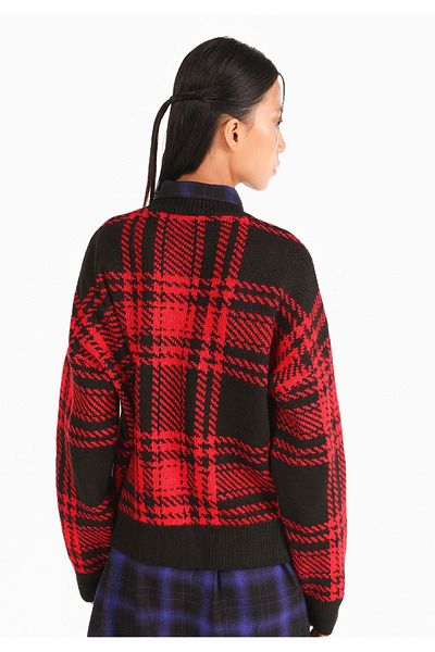 Colin's Plaid Patterned Red Regular Fit Women's Sweater - Crew Neck