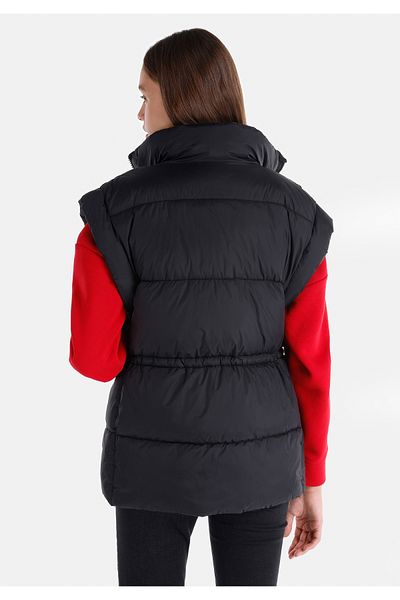Colin's Regular Fit Stand Collar Zippered Lined Women's Black Vest
