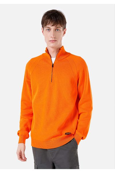 Colin's Regular Fit Turtle Neck Jacquard Men's Orange Sweater