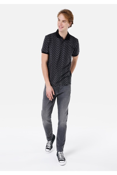 Colin's Regular Fit Polo Neck Men's Black Short Sleeve T-Shirt