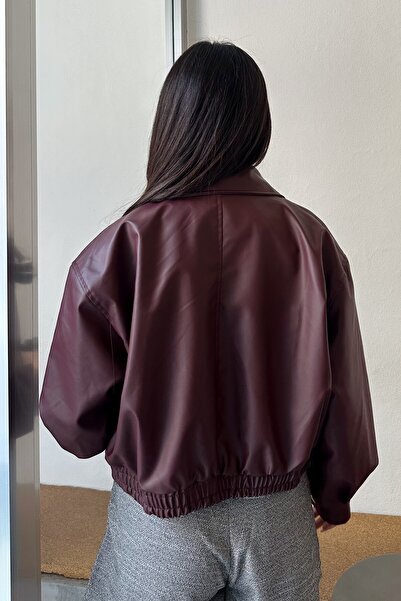 moda armanc Бомбър яке от изкуствена кожа с яка