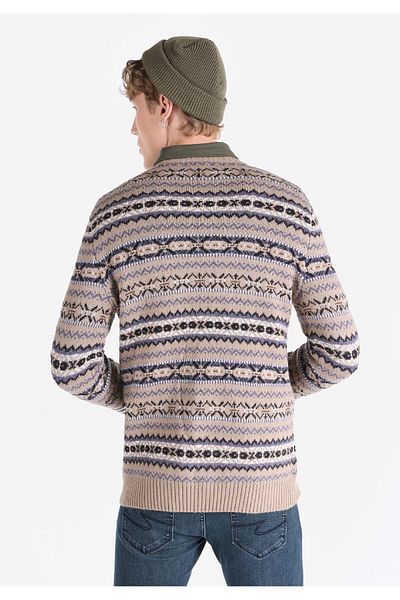 Colin's Regular Fit Round Neck Jacquard Men's Gray Sweater