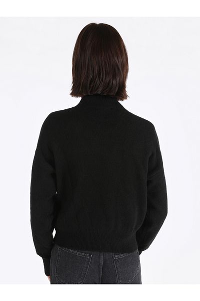 Colin's Regular Fit Half Turtleneck Plain Women's Black Sweater