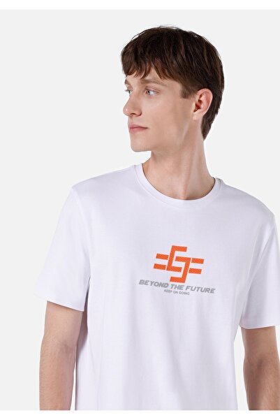 Colin's Нормальний крій, велосипедний комір, принт, білий, чоловічий, короткий рукав, футболка Cl1066764