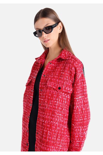 Colin's Regular Fit Shirt Neck Plain Women's Red Long Sleeve Shirt