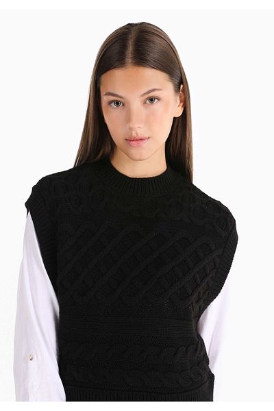 Colin's Black Knitwear Sweater - Regular Fit, Crew Neck