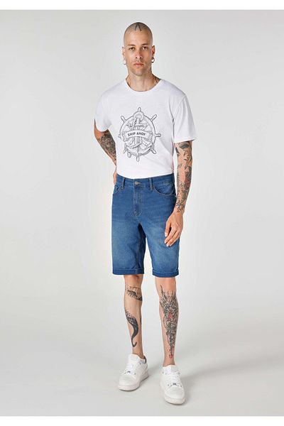 Colin's Regular Fit Mid Waist Plain Men's Navy Blue Shorts