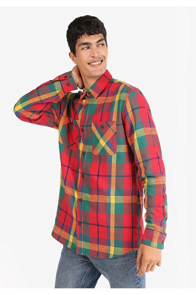 Colin's Regular Fit Shirt Neck Plaid Men's Multicolored Long Sleeve Shirt