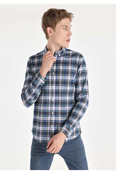 Colin's Slim Fit Kareli Çok Renkli Erkek Uzun Kol Gömlek