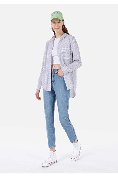 Colin's Mom Fit Yüksek Bel Daralan Paça Kadın İndigo Jean Pantolon