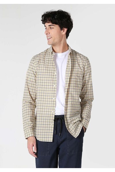 Colin's Yellow Slim Fit Men's Long Sleeve Shirt - Cl 1062820