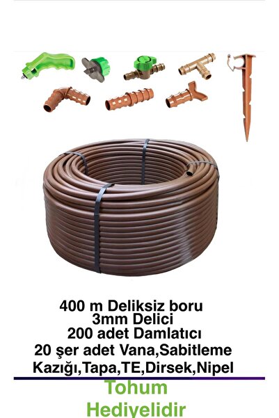 Genel Markalar Deliksiz Damlama Borusu 400m Hediyeli Hazır Paket.