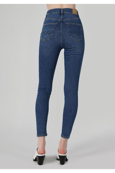 Colin's Skinny Fit High Waist Narrow Leg Zippered Women's Indigo Jean Trousers